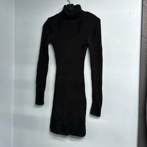Distressed Black Sweater Dress